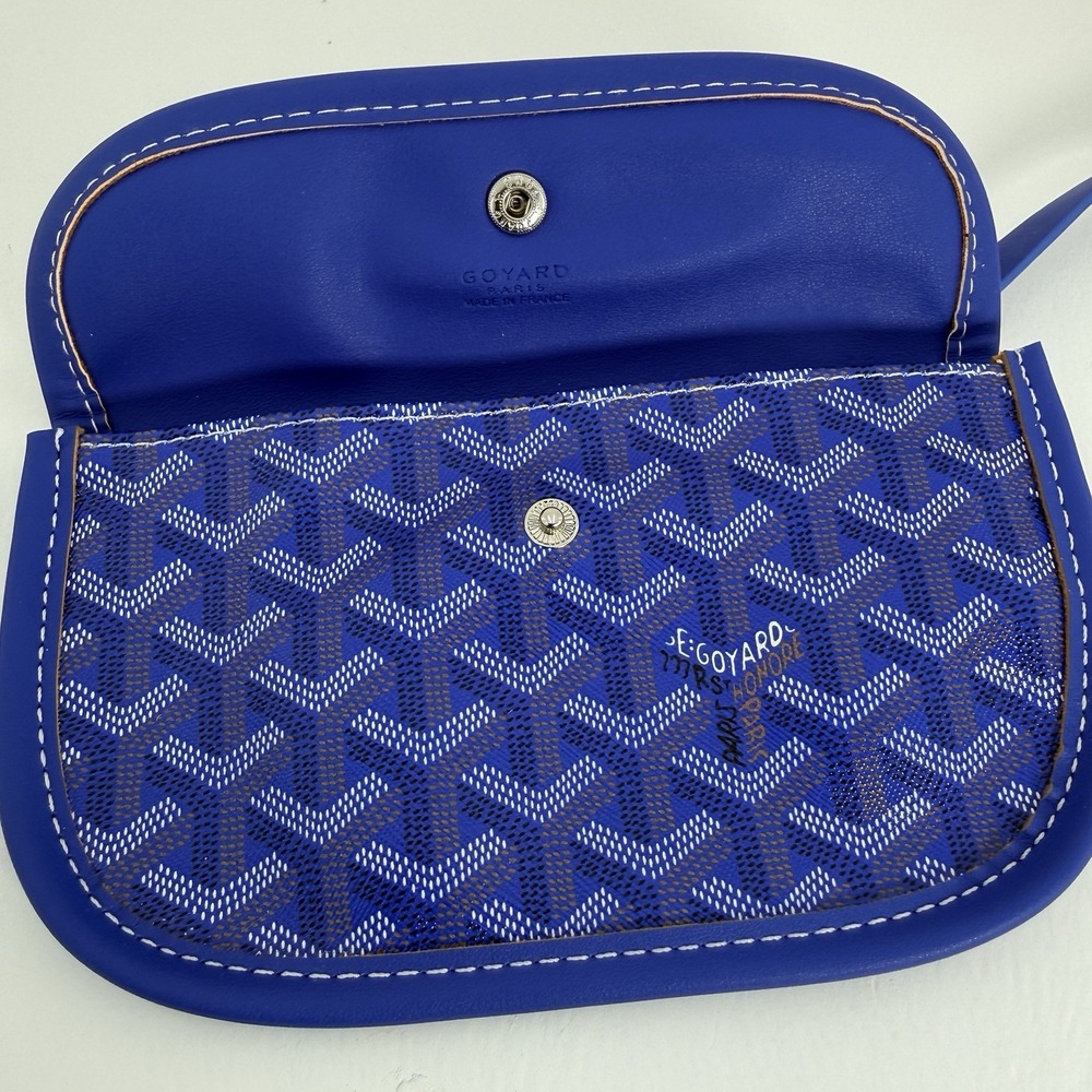 Goyard Saint Louis PM Blue Pochette Wallet Clutch Chevron Monogram France Auth